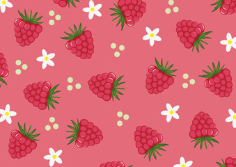 Raspberries with flowers