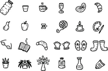 Calm and protection icons set. Hand drawn vector illustration for decor and design.
