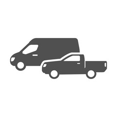 Monochrome simple trucking icon vector flat illustration traffic truck cargo and passenger car