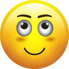 Modern Smileys Emoticons Emoji icons illustration with a happy face, smiley eye up side