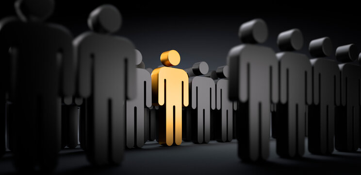 Goldenes Individuum in der Menge - Konzept Leadership und Excellence