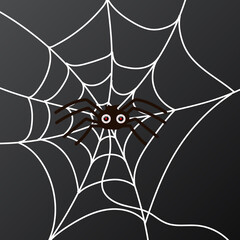 Spider in spider web character design in Halloween day , isolated on black background , vector illustration EPS 10