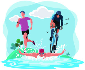 Triathlon Vector Illustration