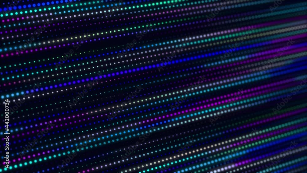 Aufkleber Abstract background with moving glowing dots. Sound wave element. Equalizer for music. 3d rendering. Seamless loop. 4k