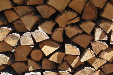 Background of stacked wood pieces