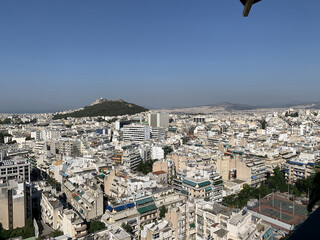 Fototapeta na wymiar view of Athens Greece from up high on a clear blue day