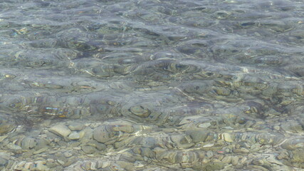 water of the clear Greek ocean up close at the shore