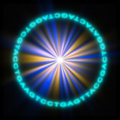 Die Basen Adenin, Cytosin, Guanin und Thymin der DNA sind als Ring angeordnet.