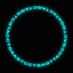 Die Basen Adenin, Cytosin, Guanin und Thymin der DNA sind als Ring angeordnet.