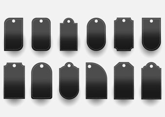 Collection of black color price, promotion, sale or discount tag on white background.