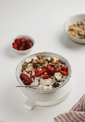 cottage cheese with strawberries and granola 