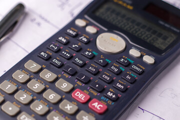 Scientific Calculator with a textured background stock image.