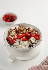 cottage cheese with strawberries and granola 
