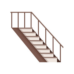 Modern wooden staircase. Isolated cartoon flat icon of stairs. Element for hotel lobby