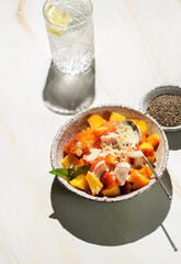 fruit salad with yogurt and chia