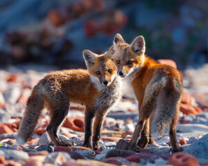 Two Cute Red fox kits