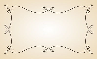 Decorative frame. Vintage calligraphic antique border. Ornate calligraph rectangle frame. Filigree line ornament for framed certificate template