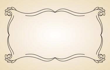 Decorative frame. Vintage calligraphic antique border. Ornate calligraph rectangle frame filigree floral ornaments for framed certificate template
