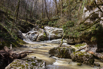 Spring, mountain streams, overflowing with meltwater, turn into impassable sections of water barriers.