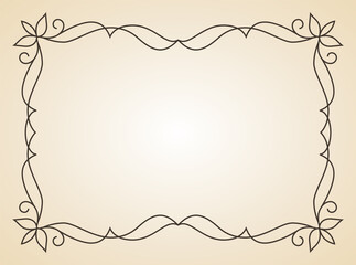 Decorative frame. Vintage calligraphic antique border. Ornate calligraph rectangle frame filigree floral ornaments for framed certificate template