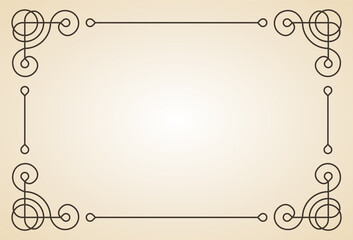 Decorative frame. Vintage calligraphic antique border. Ornate calligraph rectangle frame. Filigree line ornament for framed certificate template