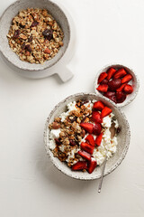 cottage cheese with strawberries and granola 
