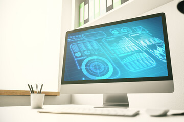 Fototapeta premium Abstract creative stats data concept on modern laptop screen. 3D Rendering