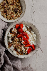 cottage cheese with strawberries and granola