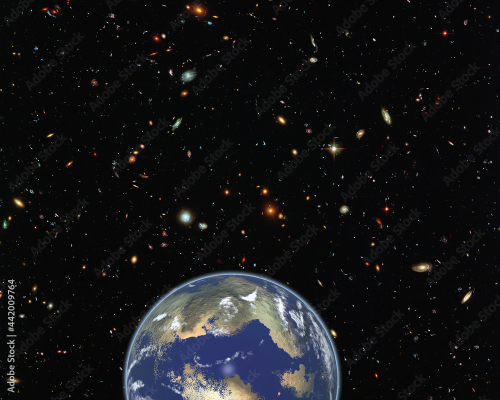 Poster magnificent earth in outer space. the elements of this image furnished by nasa.