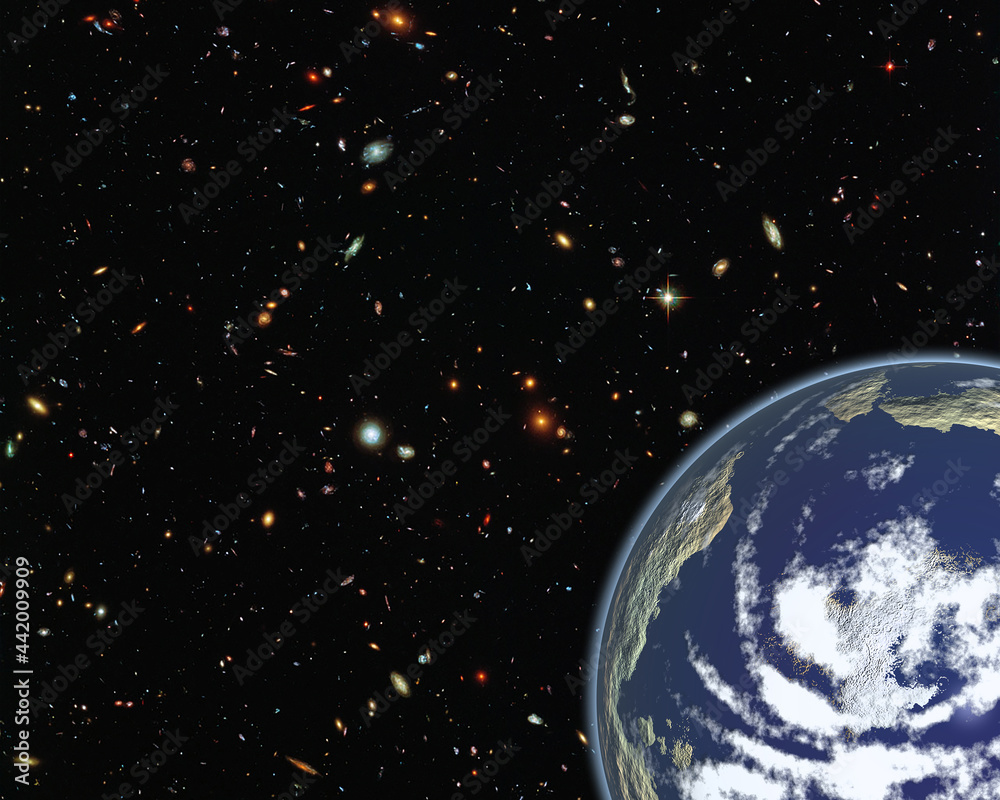 Poster magnificent earth in outer space. the elements of this image furnished by nasa.