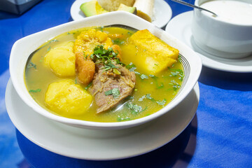 Sancocho soup typical Colombian food with beef