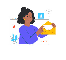 Online communication concept with a young cute girl