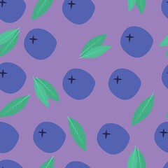Blueberry seamless pattern Vector illustration.