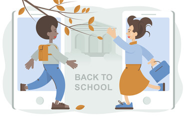 University students. College students. Back to school girls and boys. Сoncept.