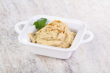 Traditional Jewish Hummus with olive oil