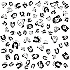 Happy people - hand drawn seamless pattern of a crowd of many different people from diverse cultural backgrounds who are smiling and happy there's an image