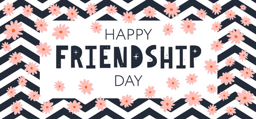 Happy Friendship Day greeting card. For poster, flyer, banner for website template, cards, posters, logo. Vector illustration.