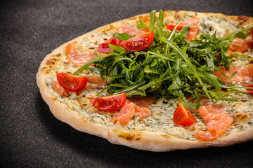 Italian Pizza with salmon and cheese