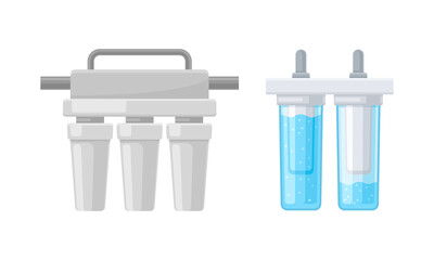 Water Filter or Water Purifier for Making Liquid Accessible for Drinking Vector Set