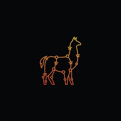 Alpaca logo design template .line