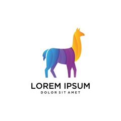 Alpaca logo design template .