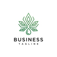 Cannabis and oil logo design icon concept