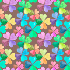 Fototapeta na wymiar Watercolor seamless pattern fabric rainbow with summer rainbow flowers and leaves.Pink flowers seamless fabric pattern, watercolor flowers digital paper.