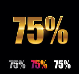 Golden and Silver 75 Percent Sign