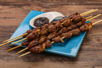 Asian cuisine - chicken hearts skewer