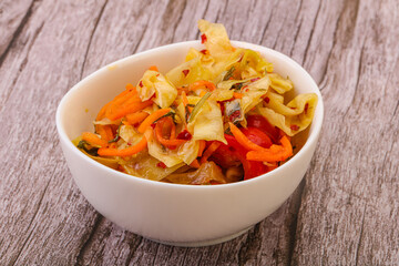Spicy pickled cabbage with carrot