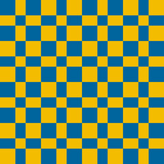 Blue and yellow checkered rectangles. Vector simple checker tile.