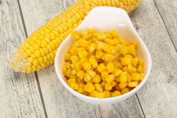 Young corn seeds in the bowl