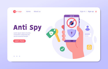 Data protection concept. Protecting personal data files with safe password on phone. Concept of Data security, shield and key, protecting information. Vector illustration in flat design for web