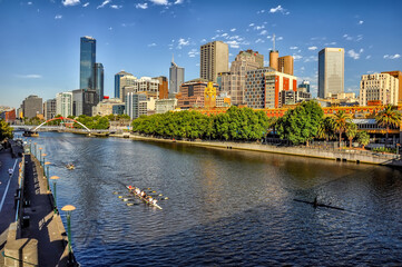 View of the Yarra River and Flinders Walk from Southbank Promenade.